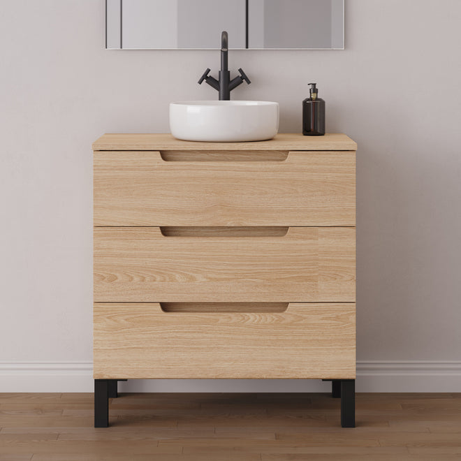 Meuble salle de bain RIZA 80cm roble era vasque ares