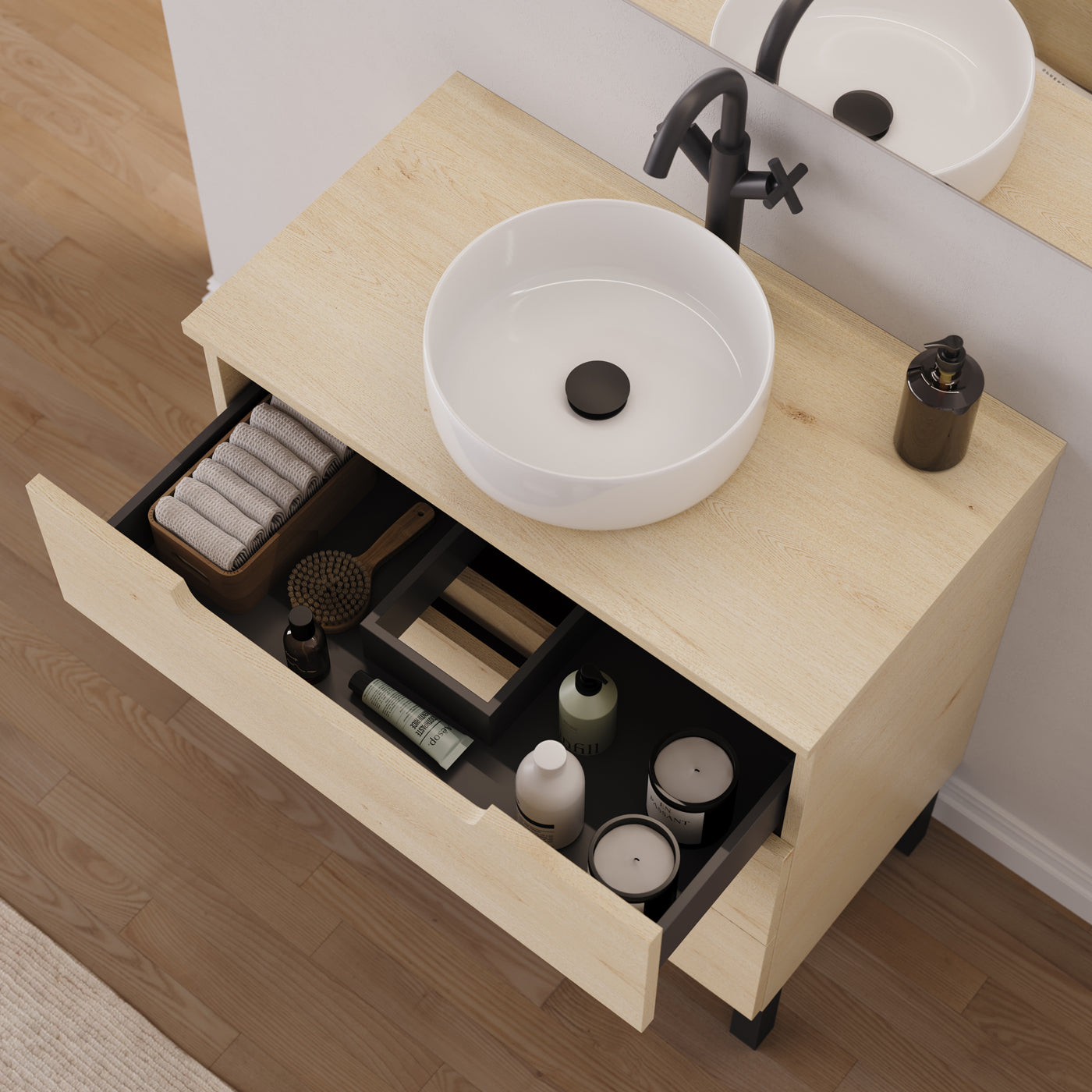 Meuble salle de bain RIZA 80cm calima vasque ares vue dessus