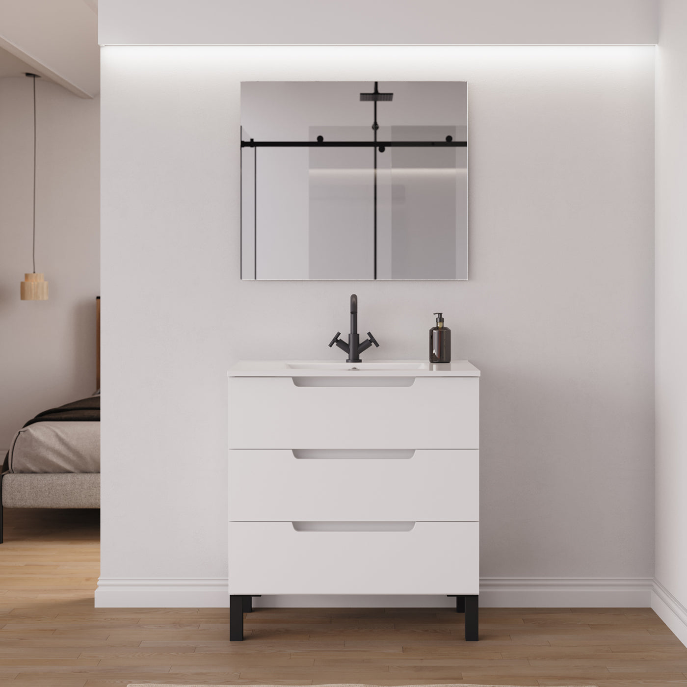 Ensemble Meuble salle de bain RIZA 80cm blanc