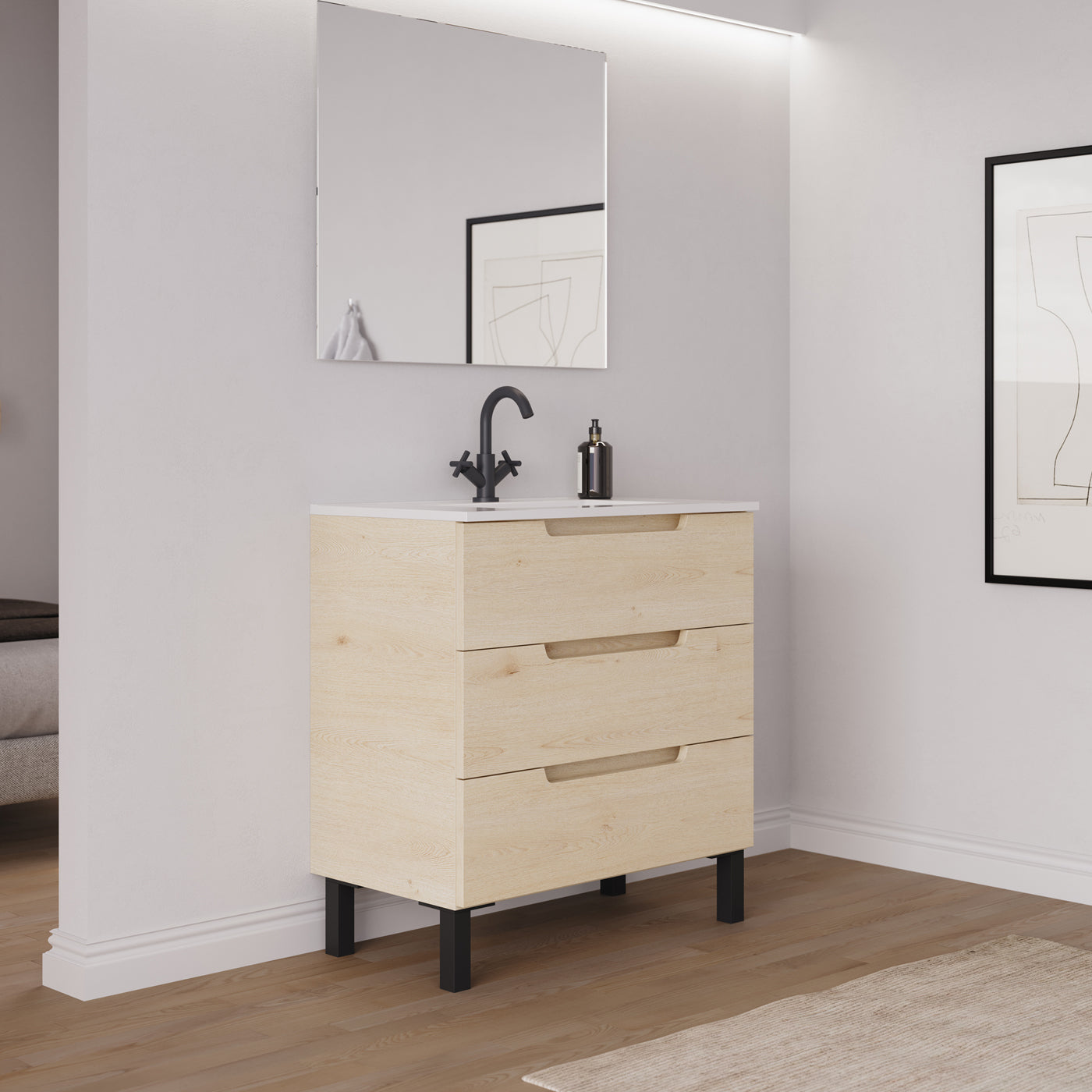 Ensemble Meuble salle de bain RIZA 80cm calima vue profil