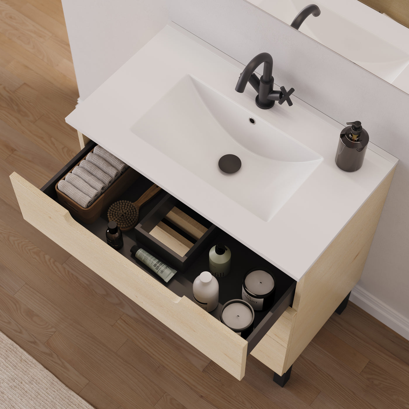 Meuble salle de bain RIZA 80cm calima vue dessus