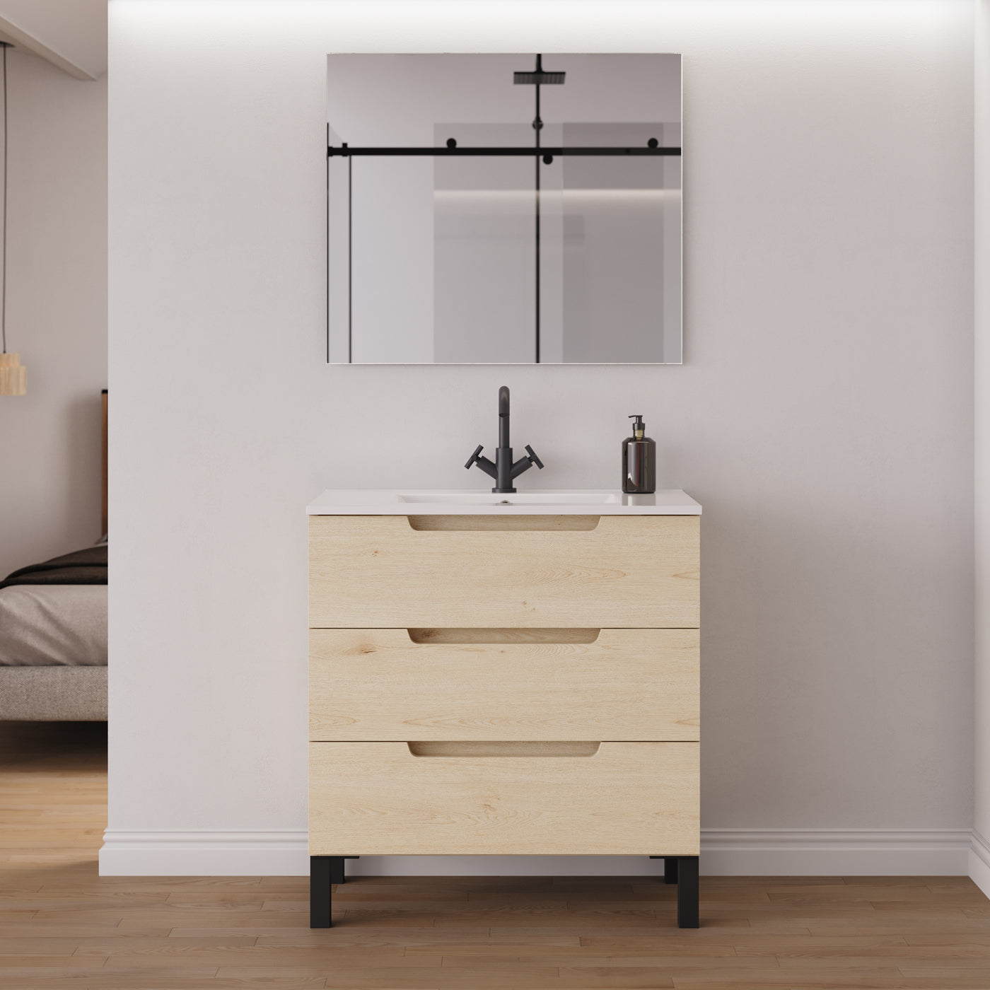 Meuble salle de bain RIZA 80cm calima miroir