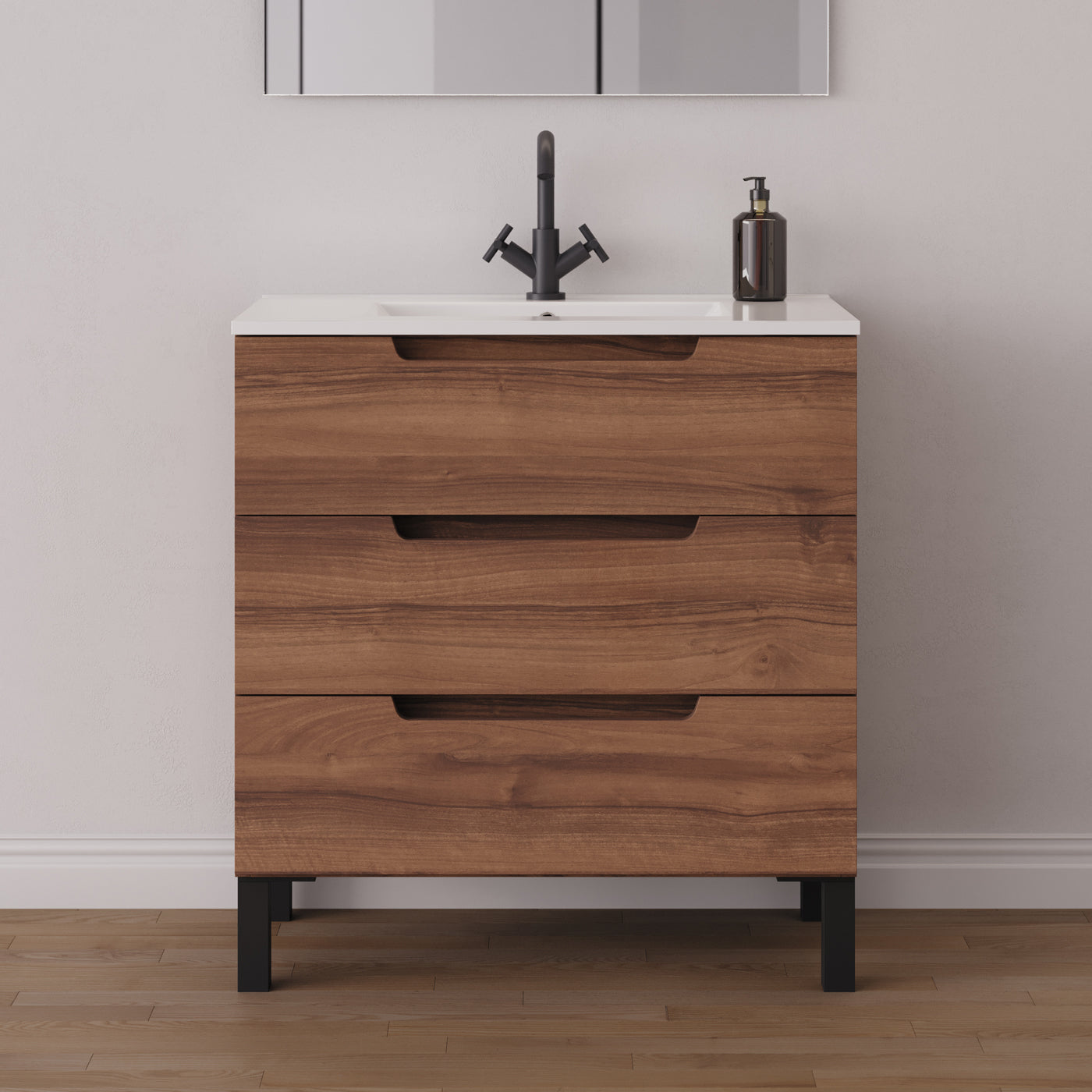 Meuble salle de bain RIZA 80cm noyer