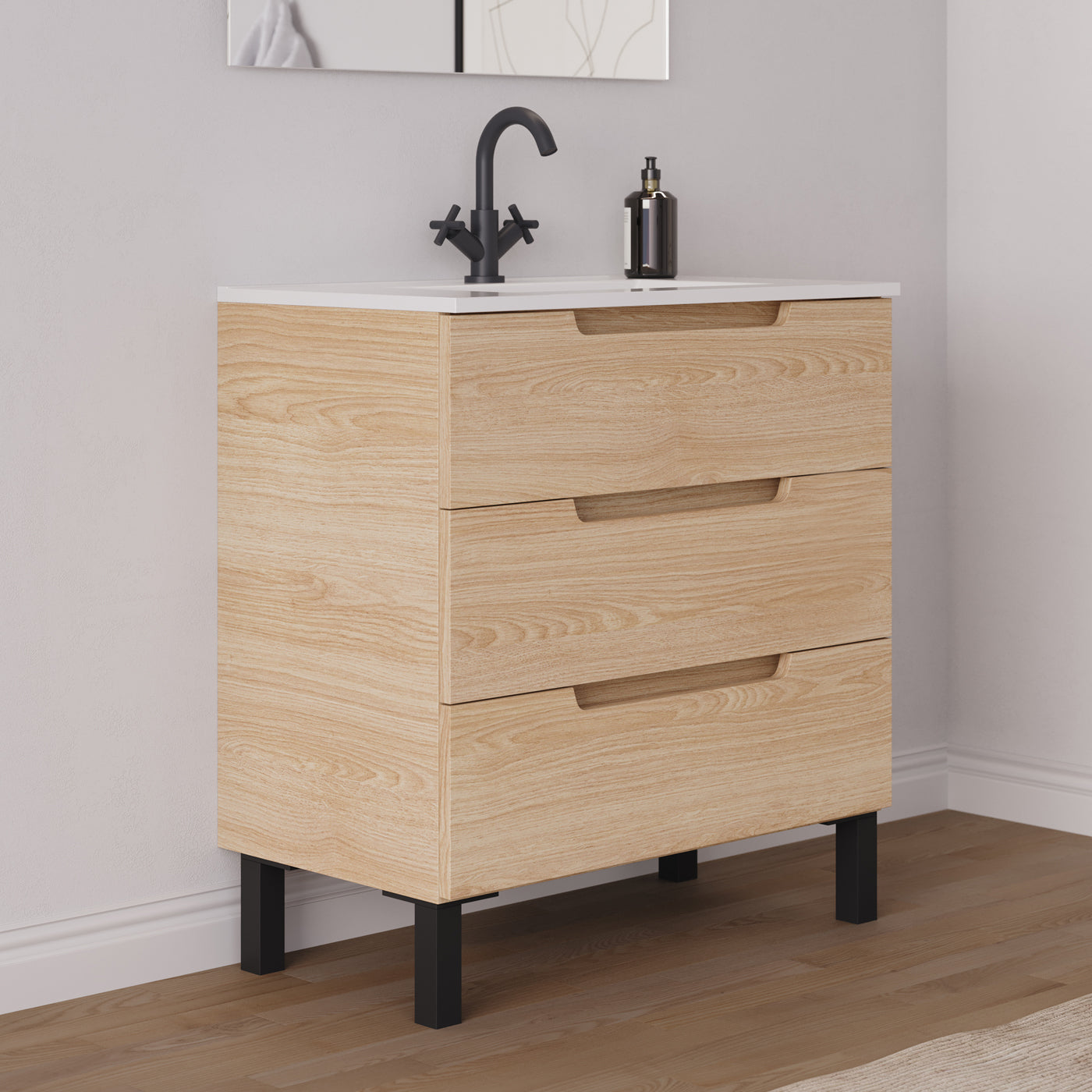 Meuble salle de bain RIZA 80cm roble era vue profil