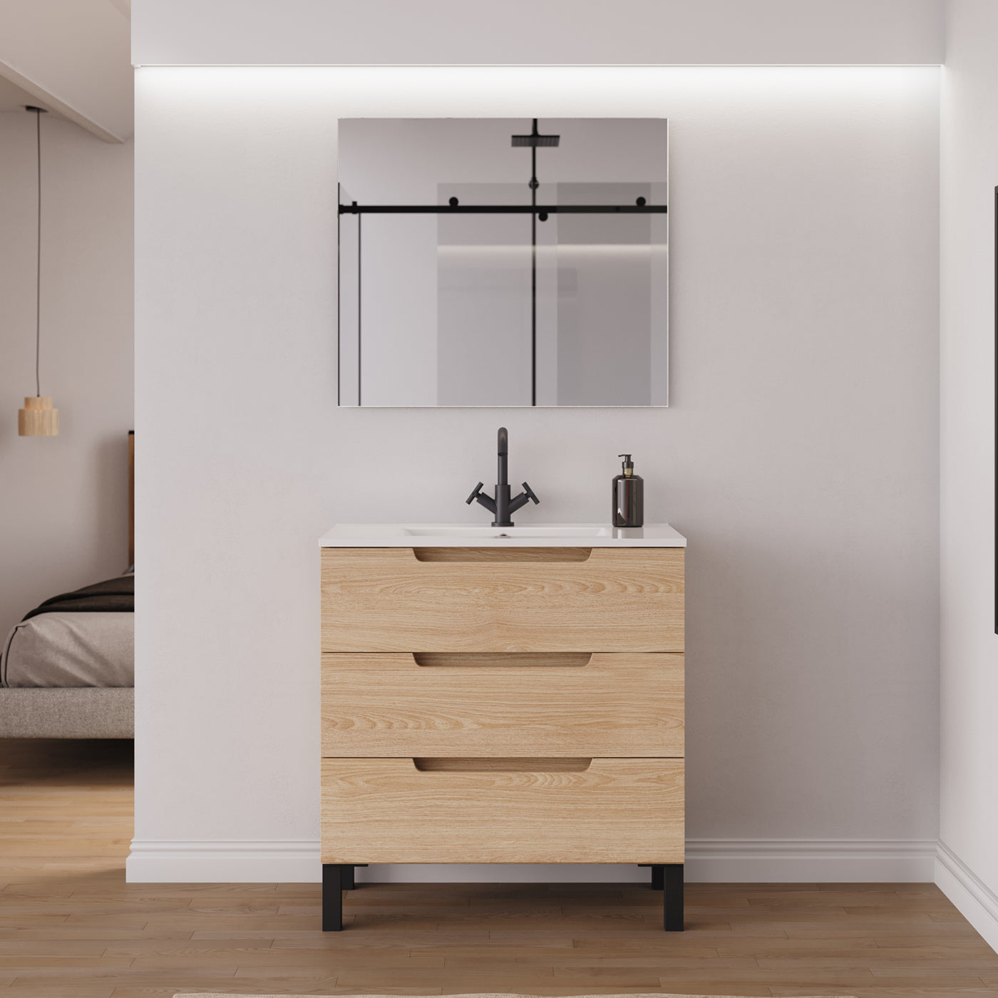 Ensemble Meuble salle de bain RIZA 80cm roble era