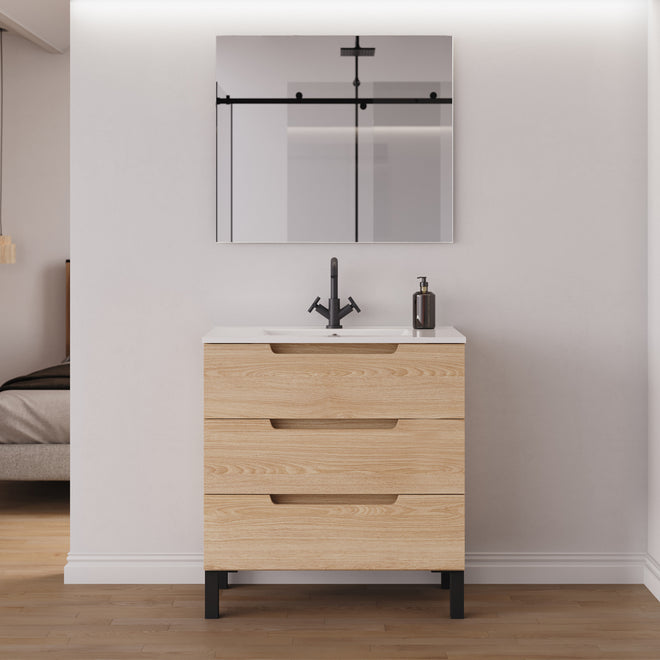 Meuble salle de bain RIZA 80cm roble era miroir