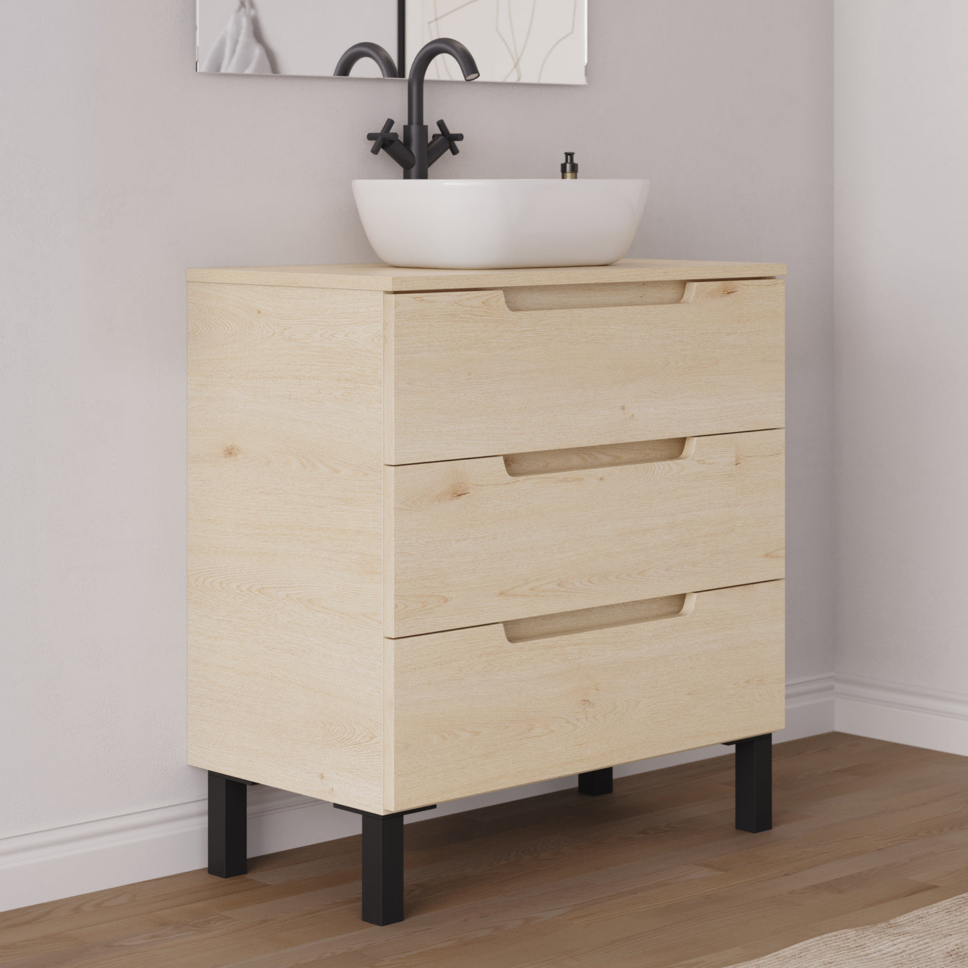 Meuble salle de bain RIZA 80cm calima vasque zeus vue profil