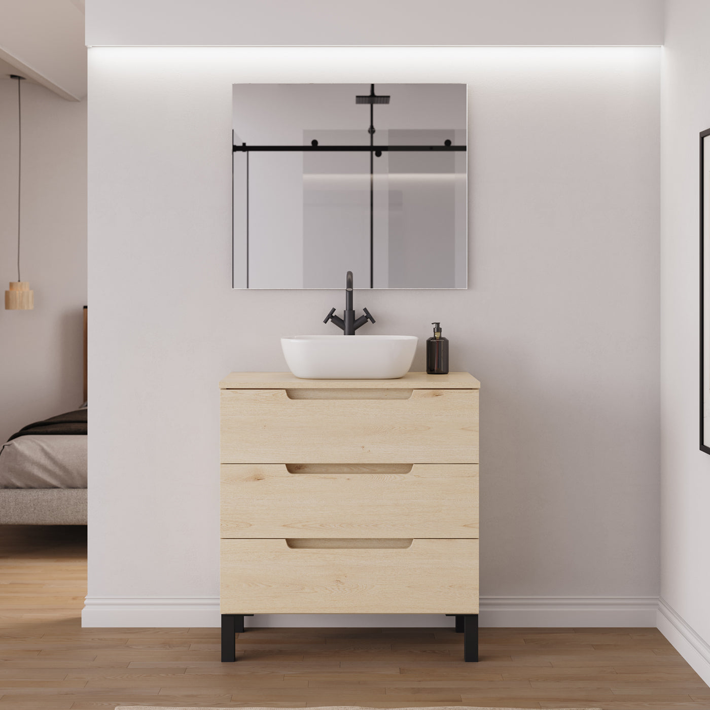 Ambiance meuble salle de bain RIZA 80cm calima vasque zeus