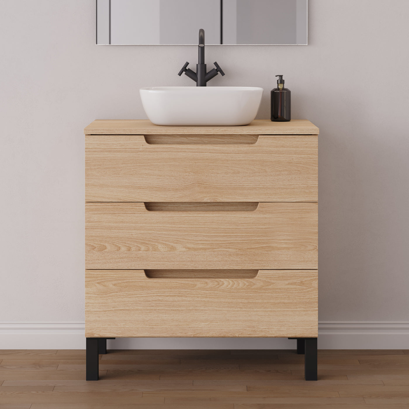 Meuble salle de bain RIZA 80cm roble era vasque zeus