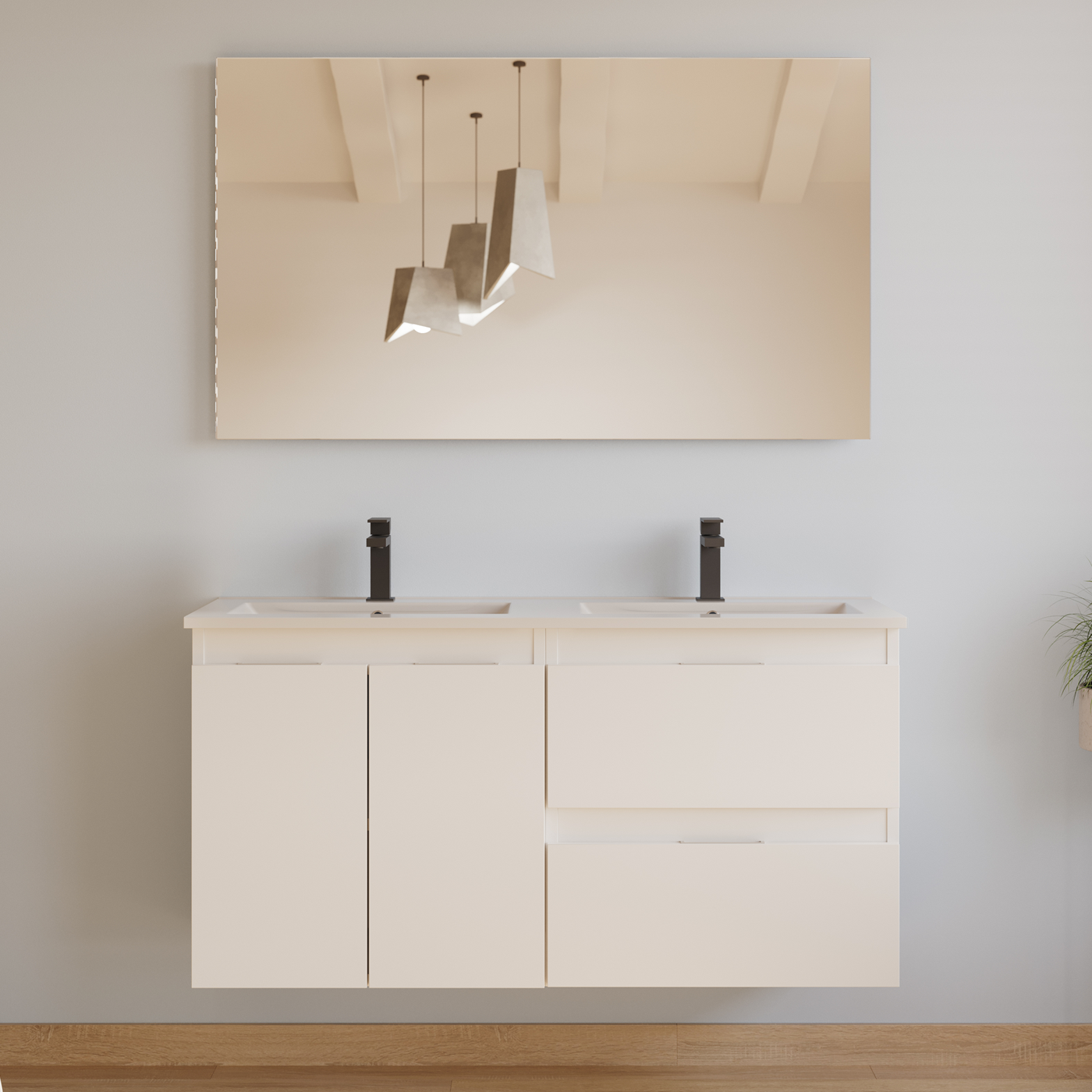 Meuble de salle de bain Rosie 120 cm blanc porte tiroir