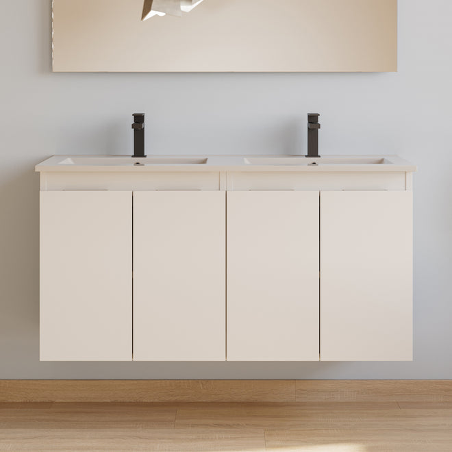 Meuble de salle de bain 120cm double vasque - 4 portes - sans miroir - ROSIE