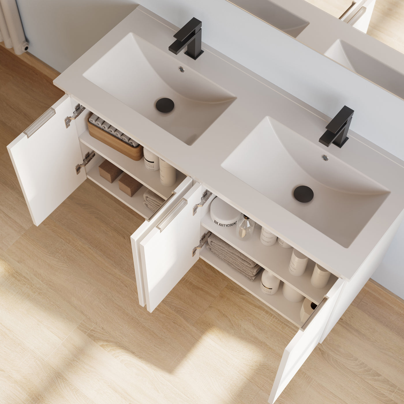 Meuble de salle de bain Rosie 120 cm blanc vue de dessus