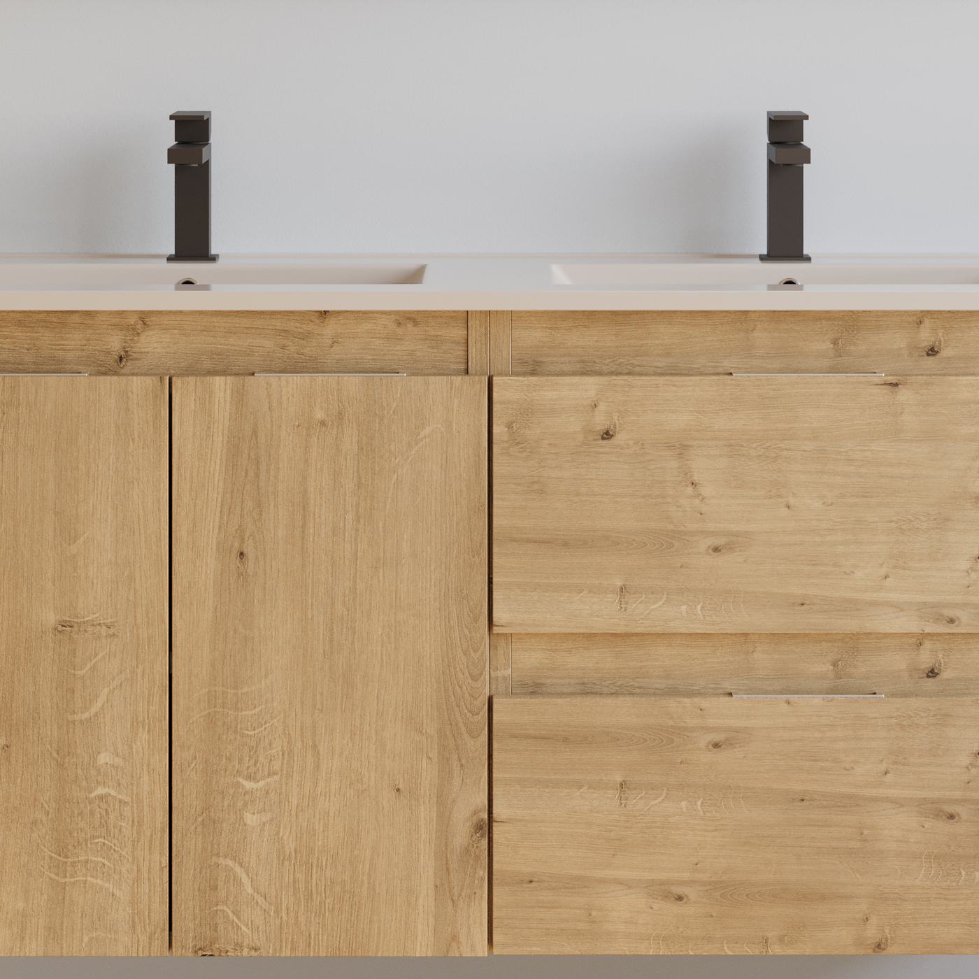 Meuble de salle de bain 120cm double vasque - 2 portes et 2 tiroirs - sans miroir - ROSIE
