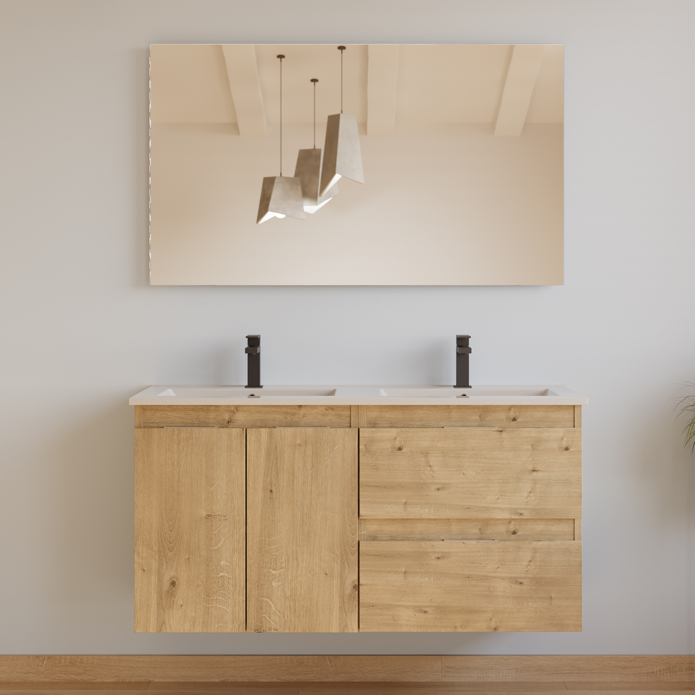 Meuble de salle de bain Rosie 120 cm roble nudos porte tiroir