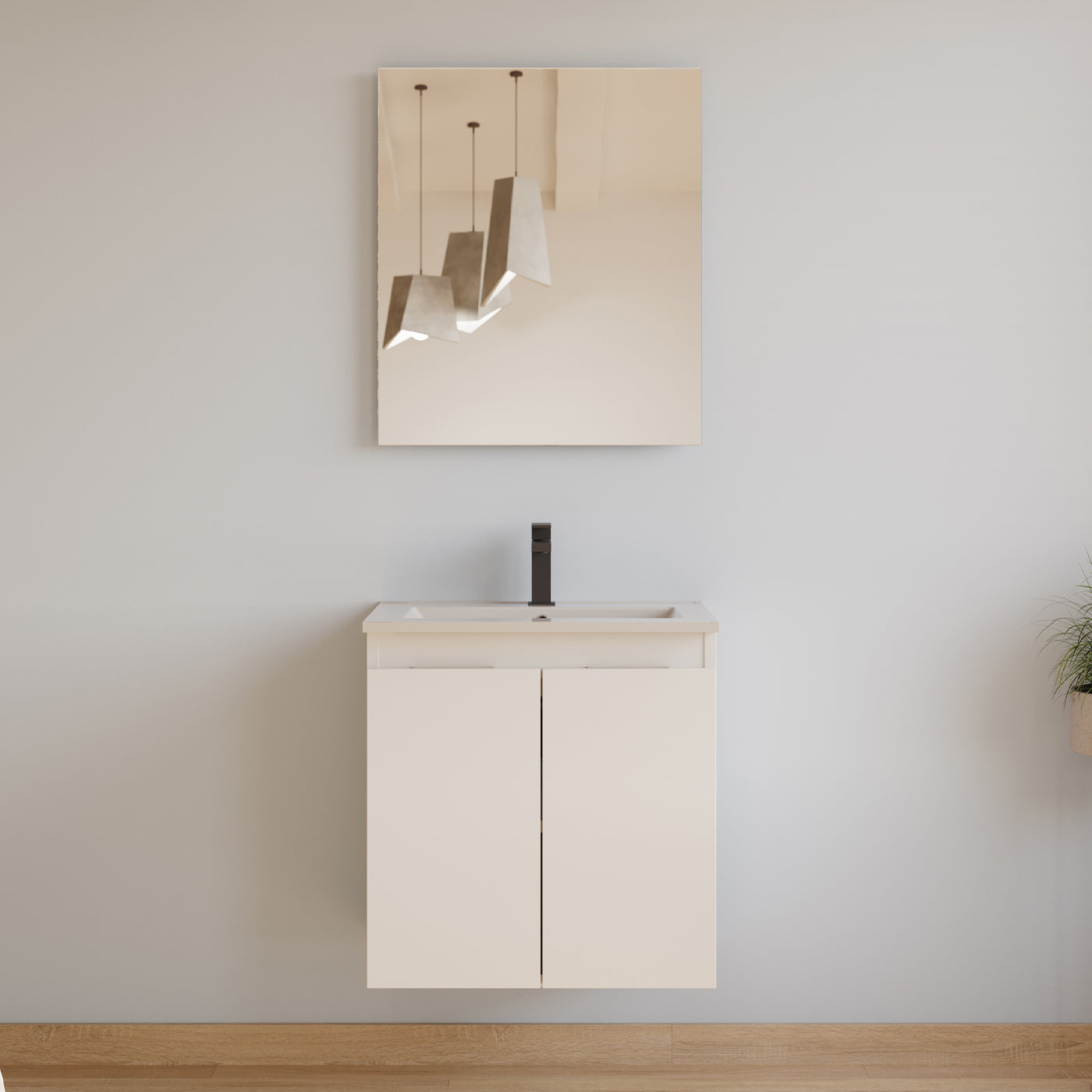 Meuble de salle de bain 60cm simple vasque - 2 portes - ROSIE