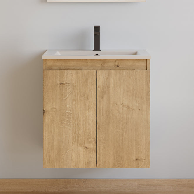 Meuble de salle de bain 60cm simple vasque - 2 portes - sans miroir - ROSIE