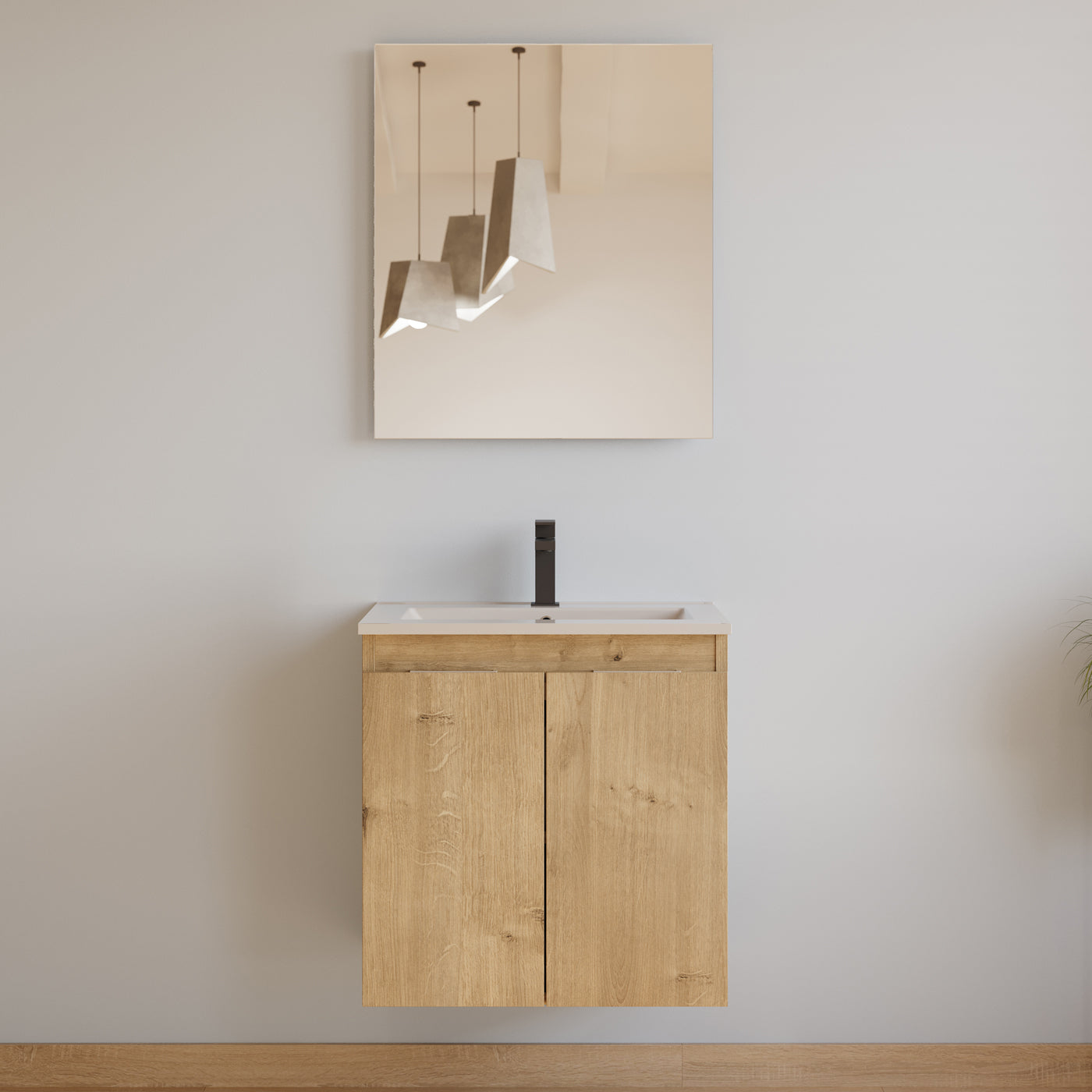 Meuble de salle de bain 60cm simple vasque - 2 portes - ROSIE
