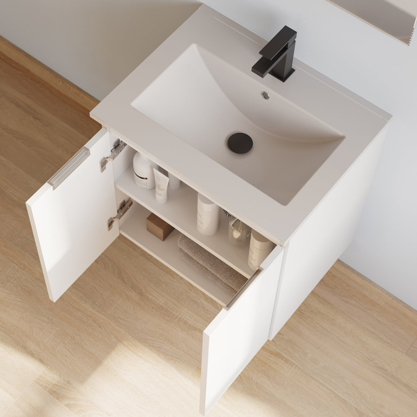 Meuble de salle de bain 60cm simple vasque - 2 portes - ROSIE