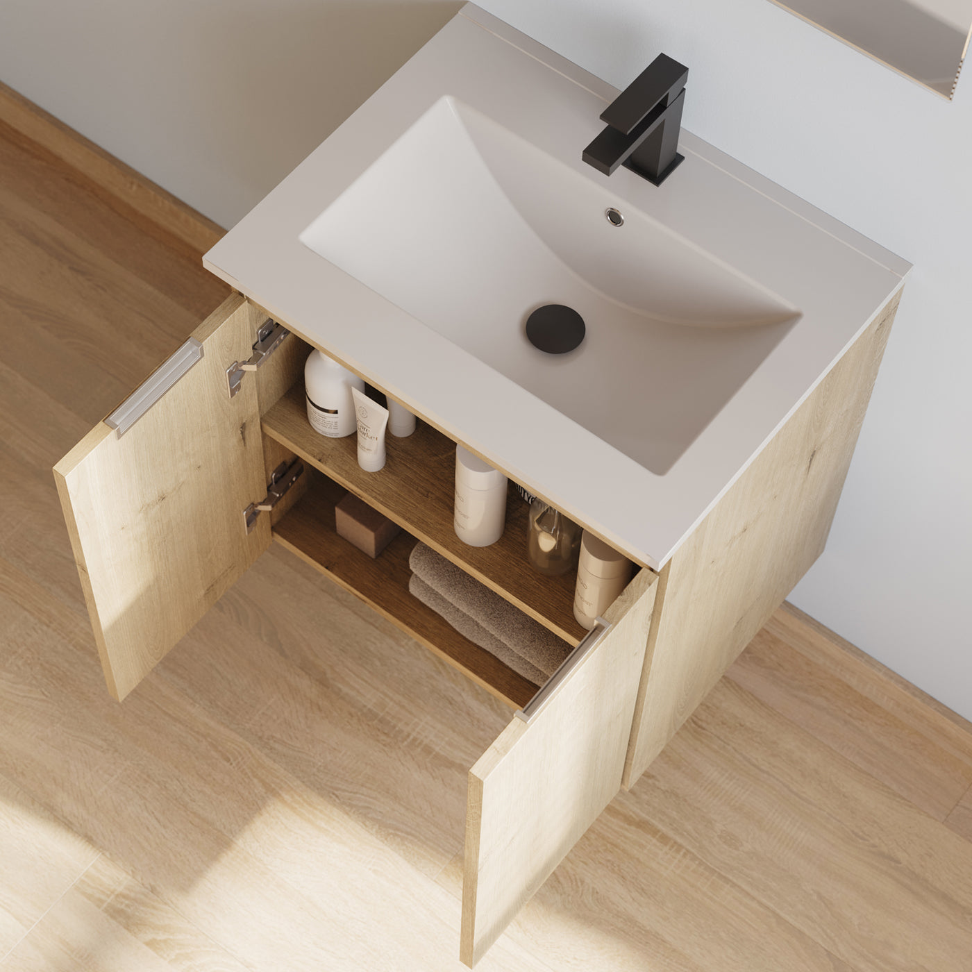 Meuble de salle de bain 60cm simple vasque - 2 portes - ROSIE