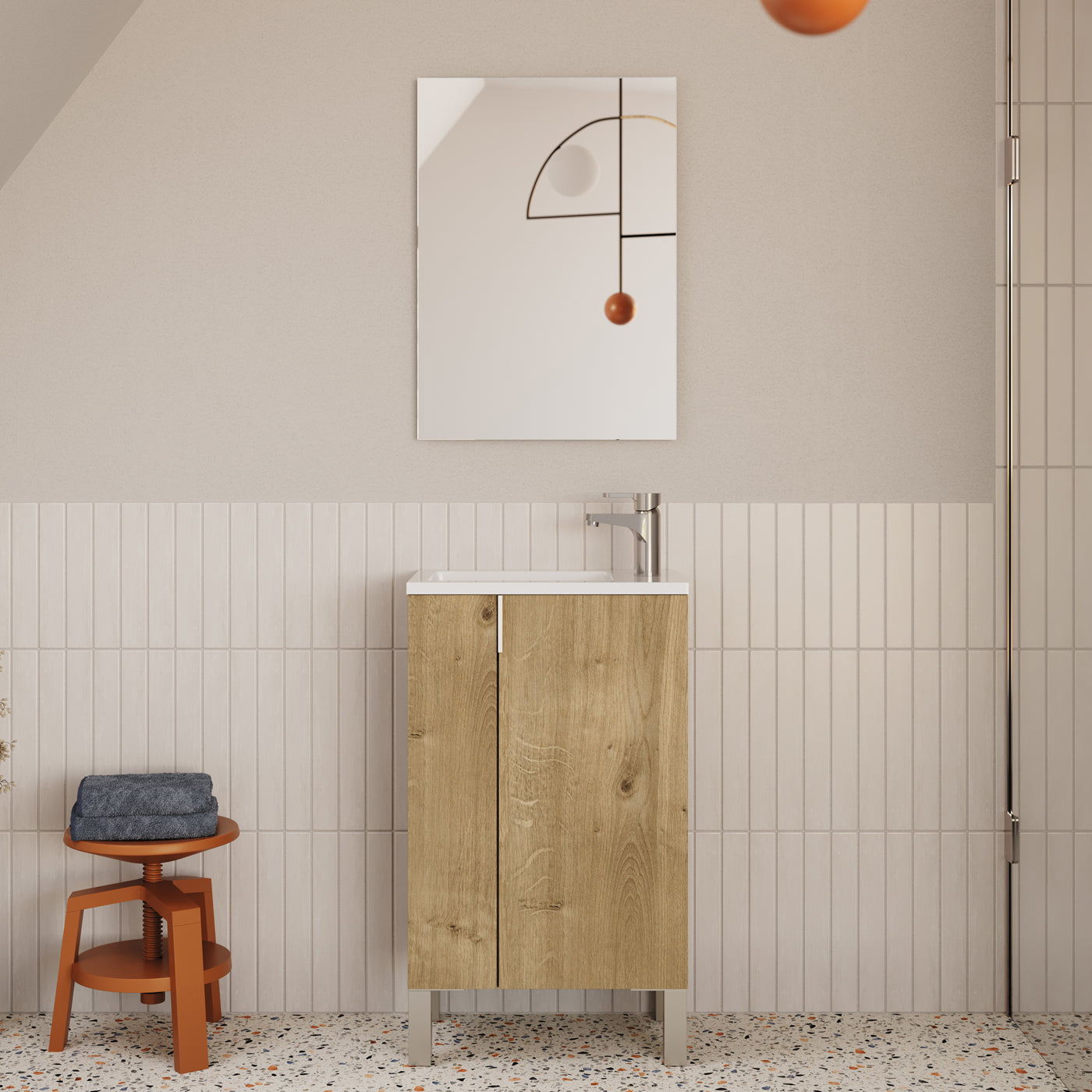 Meuble lave-mains 50 x 33 cm avec miroir - RUBEN