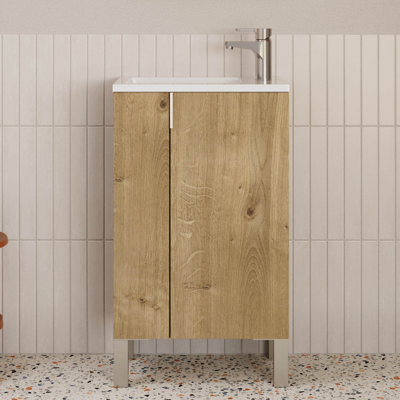 Meuble lave-mains 50 x 33 cm avec miroir - RUBEN
