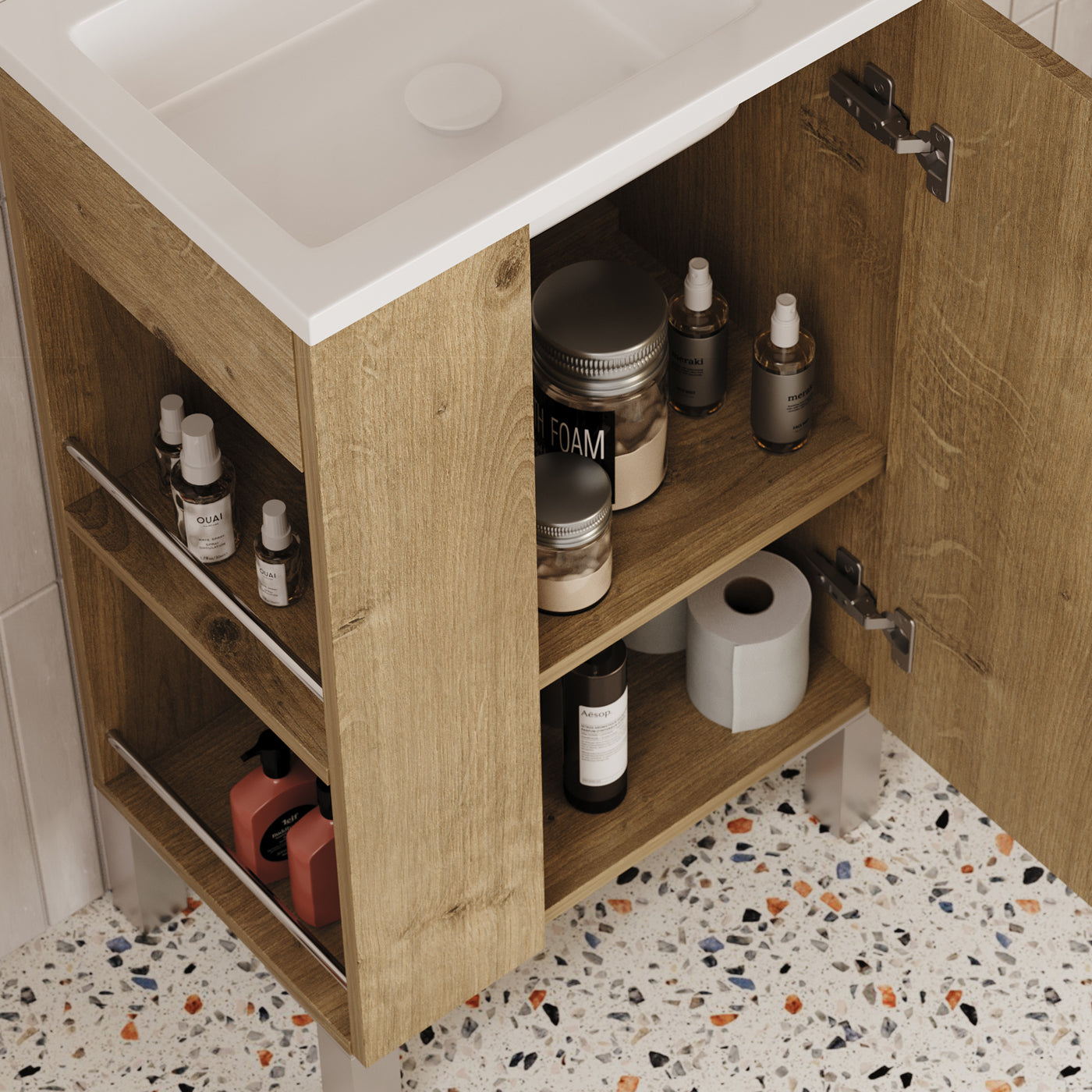 Meuble lave-mains 50 x 33 cm avec miroir - RUBEN