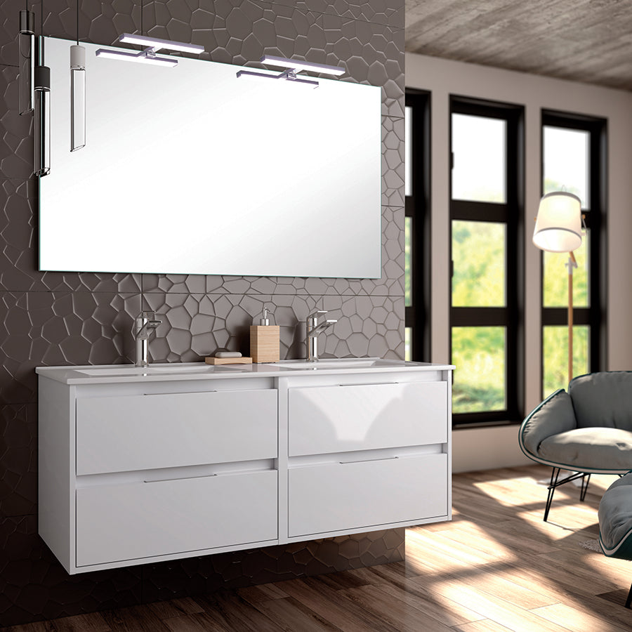 Meuble de salle de bain 120cm double vasque - 4 tiroirs - IRIS