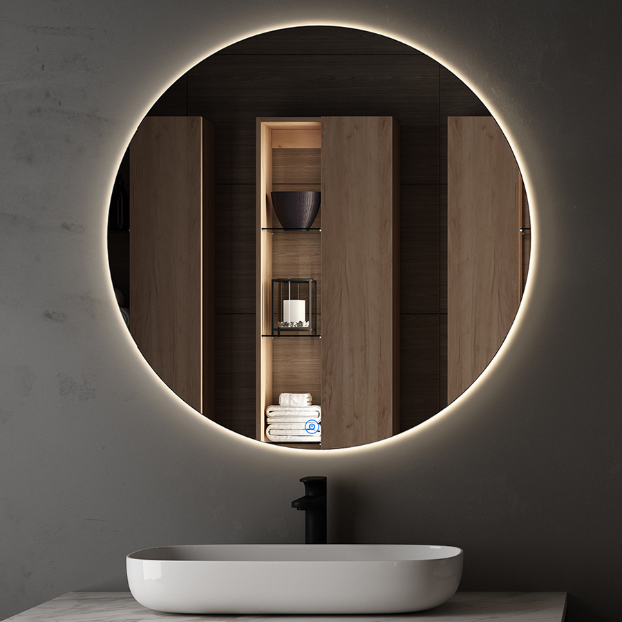Miroir rond éclairage LED de salle de bain SOLEN avec interrupteur tactile - 60cm