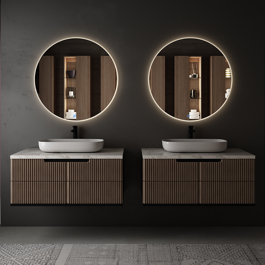 Miroir rond éclairage LED de salle de bain SOLEN avec interrupteur tactile - 60cm