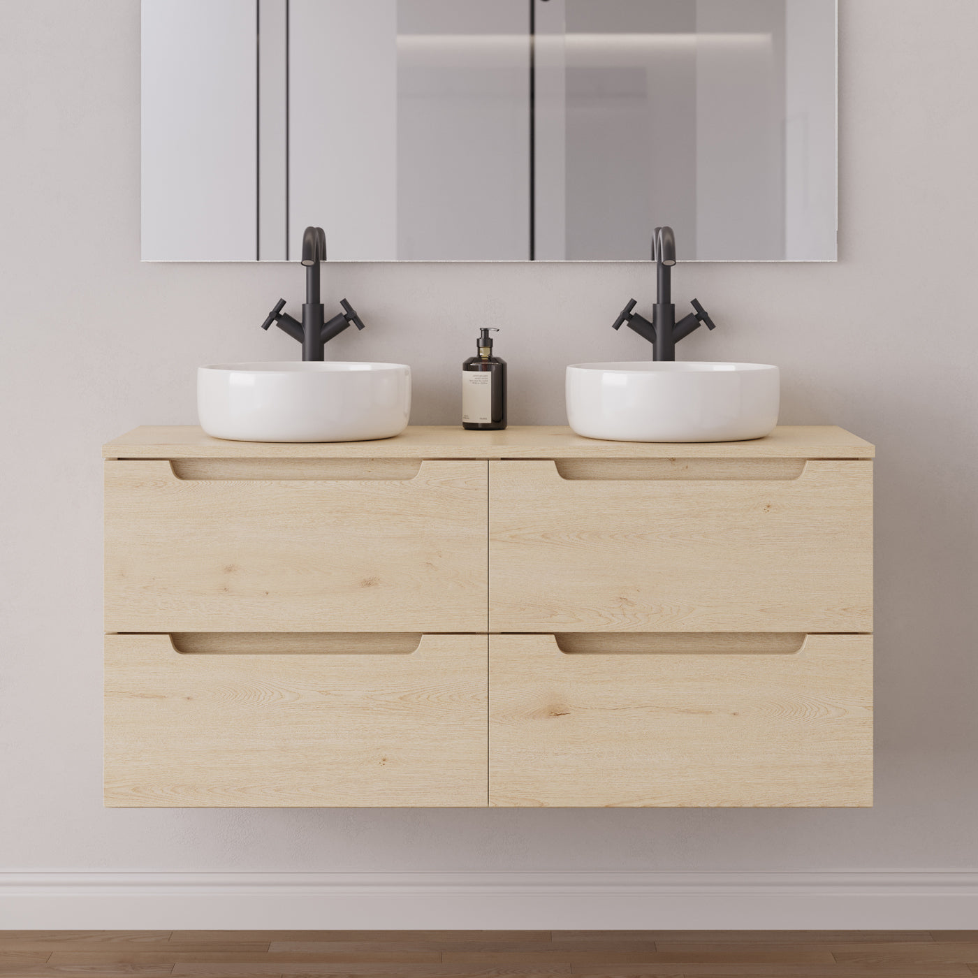 Meuble salle de bain SONRIZA 120cm 4 tiroirs calima double vasque ares