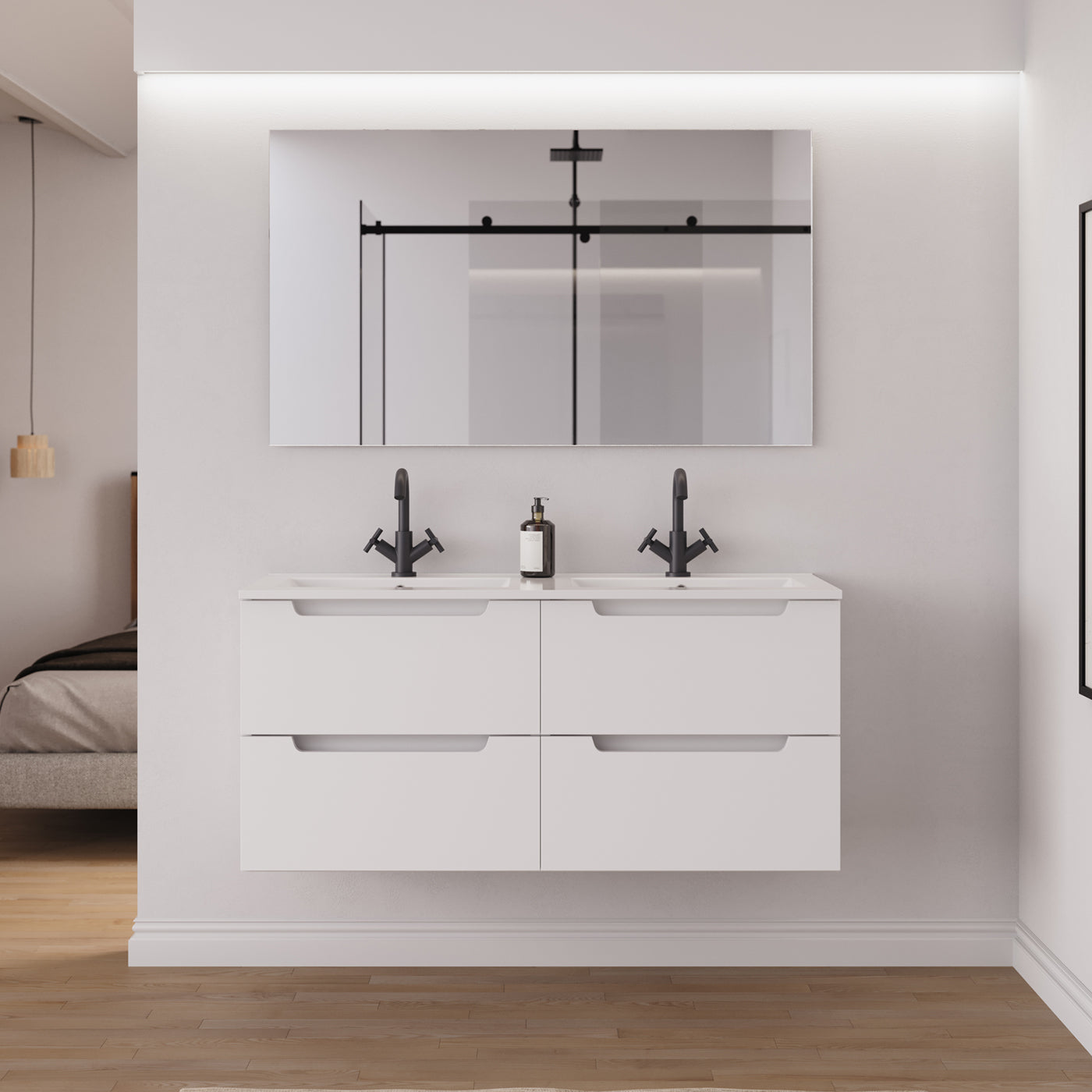 Ambiance Meuble salle de bain SONRIZA 120cm blanc double vasque