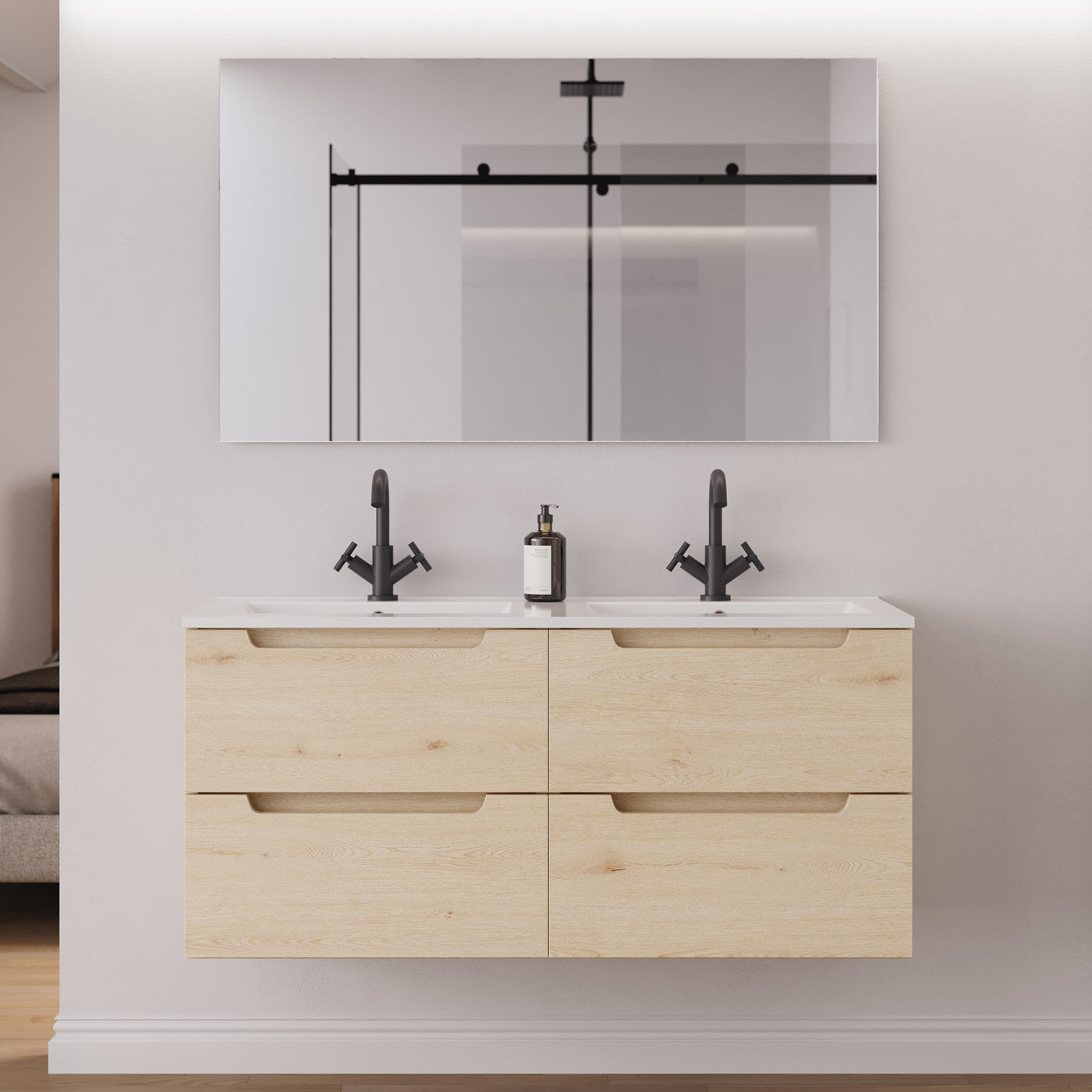 Meuble salle de bain SONRIZA 120cm calima double vasque miroir