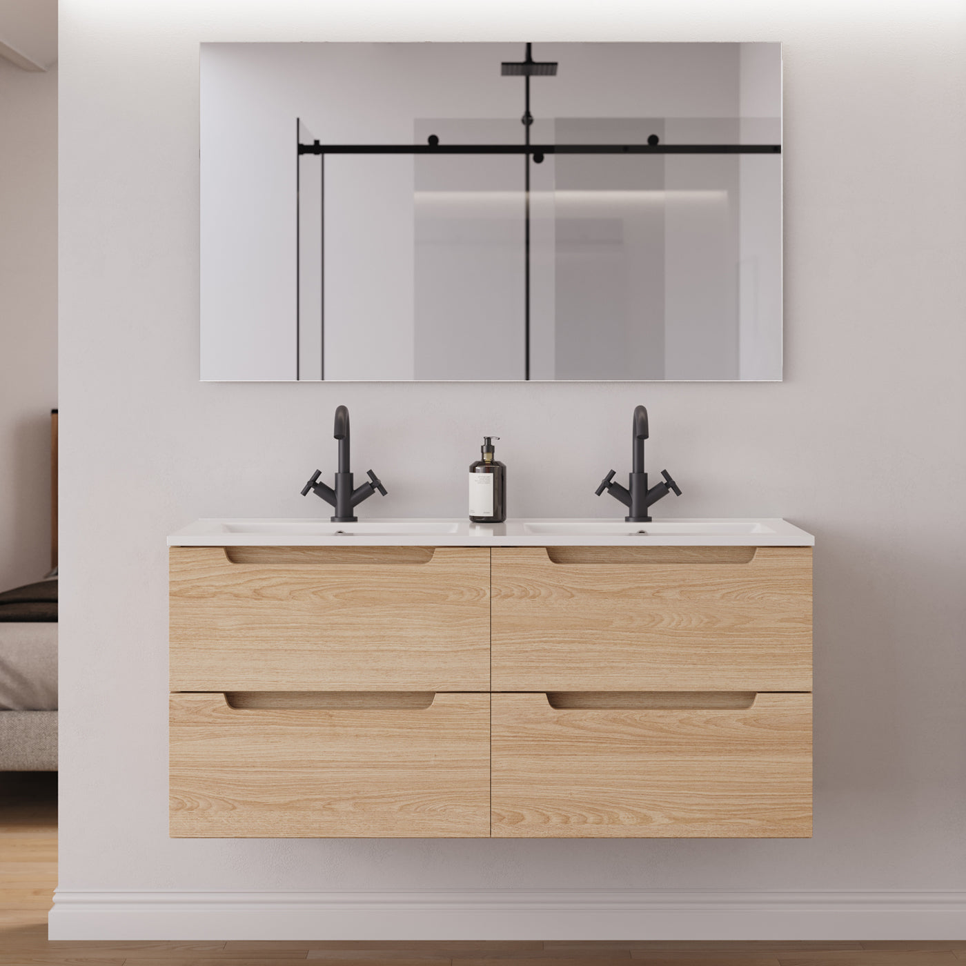 Meuble salle de bain SONRIZA 120cm roble era double vasque miroir
