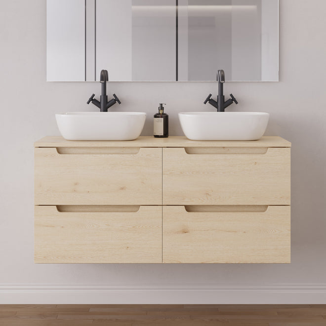 Meuble salle de bain SONRIZA 120cm 4 tiroirs calima double vasque zeus