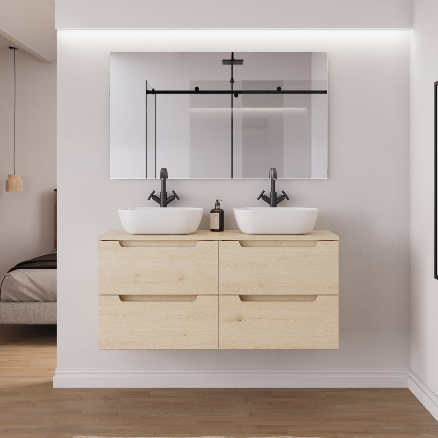 Ambiance Meuble salle de bain SONRIZA 120cm 4 tiroirs calima double vasque zeus