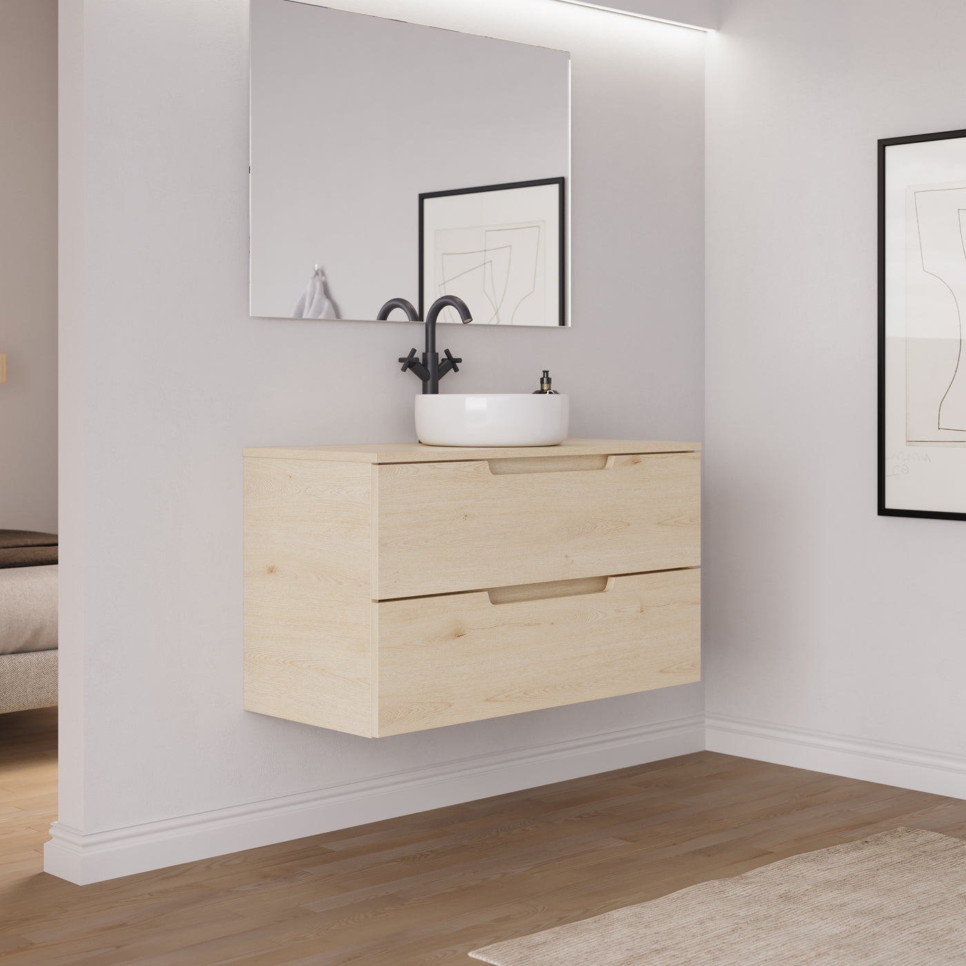 Ambiance meuble salle de bain SONRIZA 100cm calima vasque ares vue profil