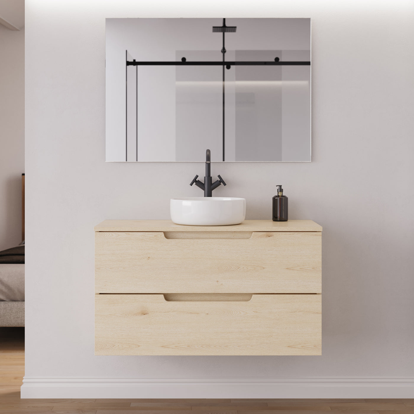 Meuble salle de bain SONRIZA 100cm calima vasque ares miroir