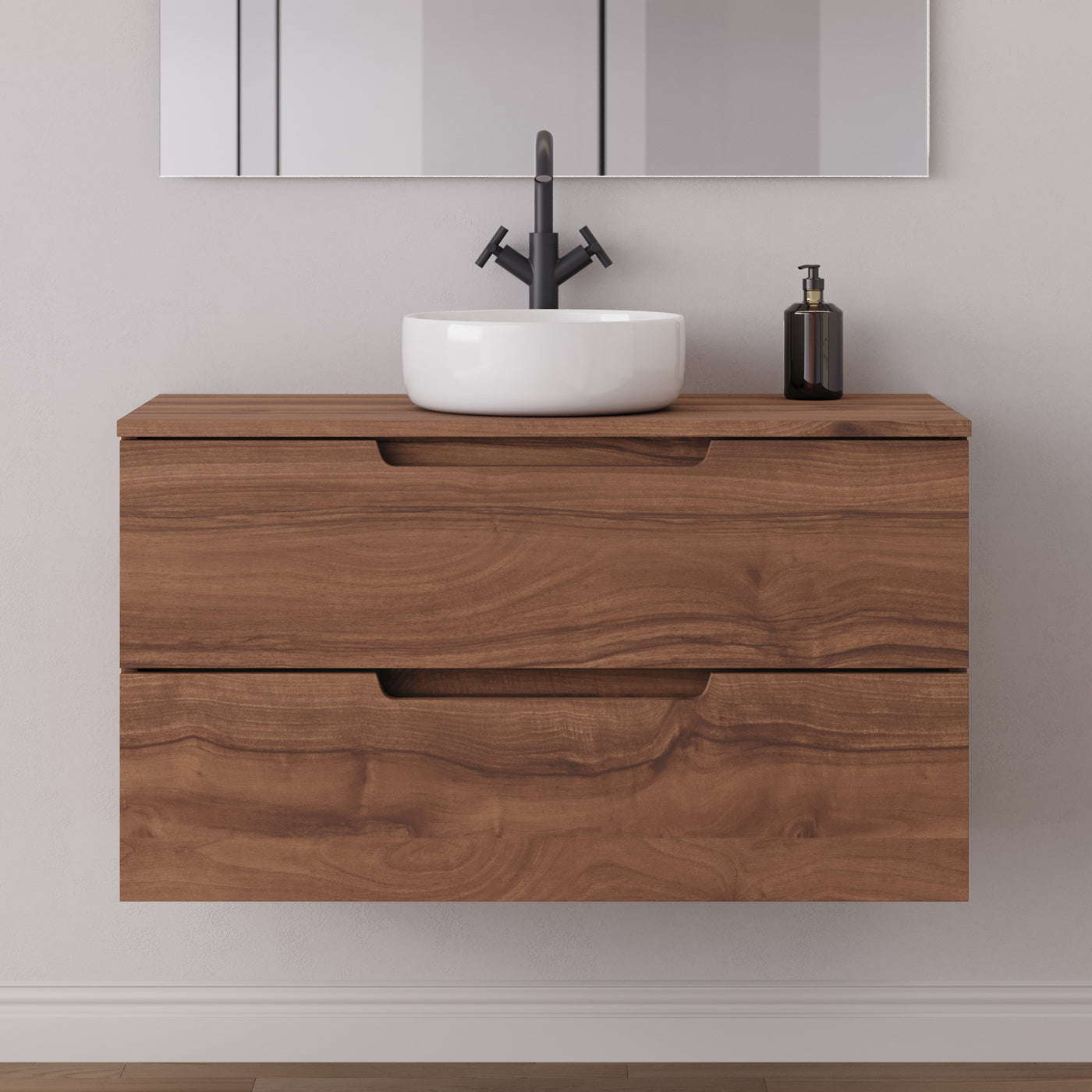 Meuble salle de bain SONRIZA 100cm noyer vasque ares