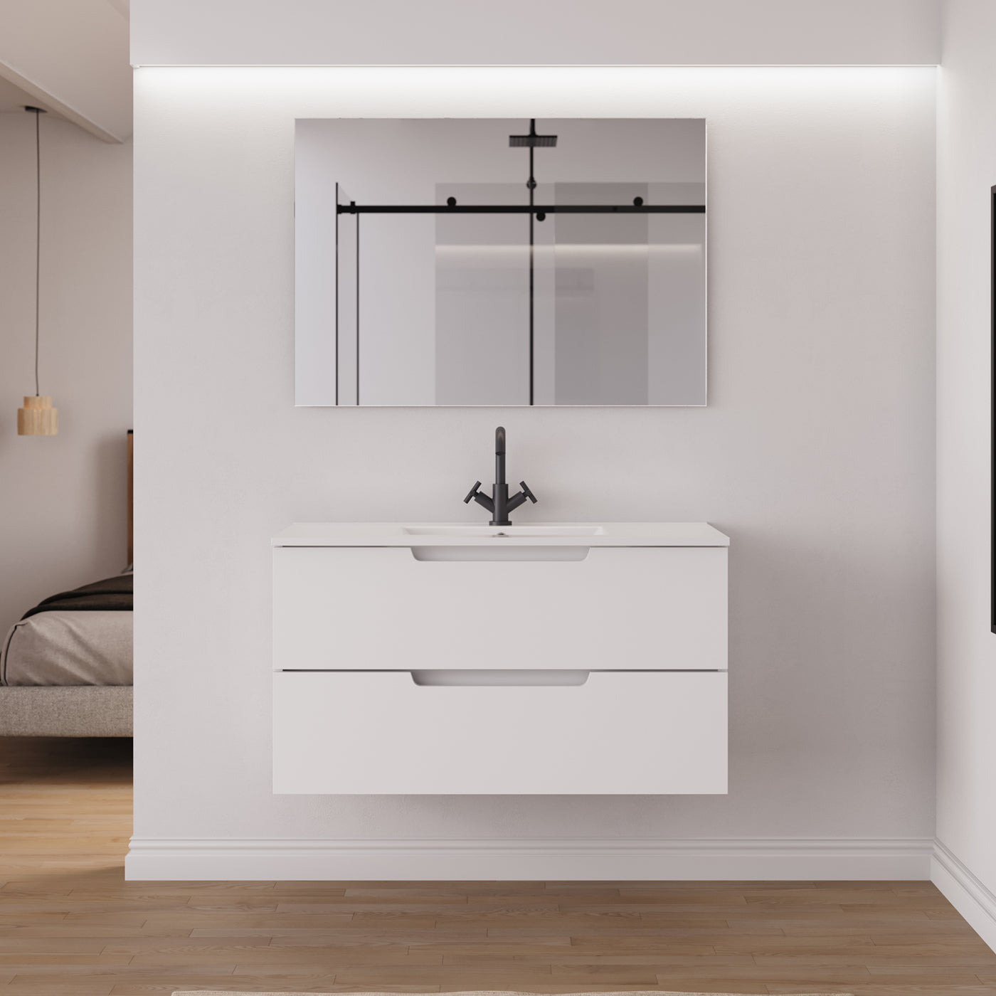 Ensemble Meuble salle de bain SONRIZA 100cm blanc