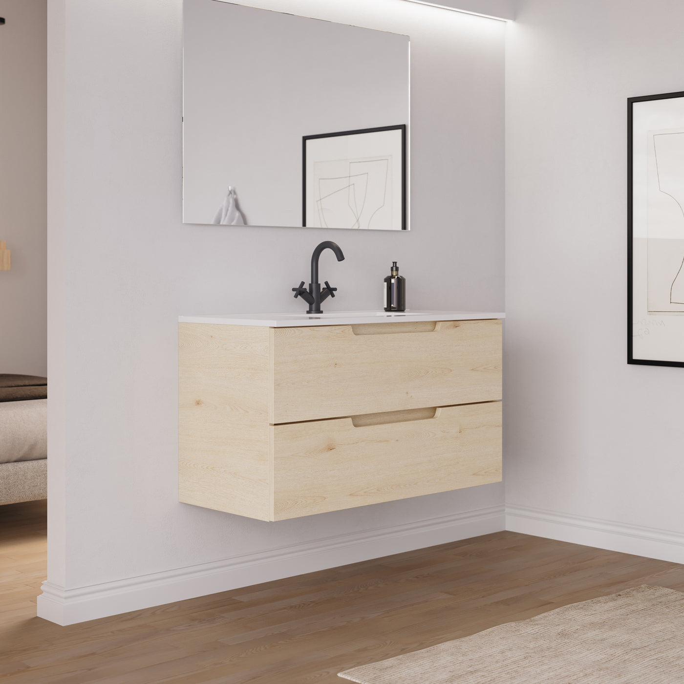 Ensemble Meuble salle de bain SONRIZA 100cm calima vue profil