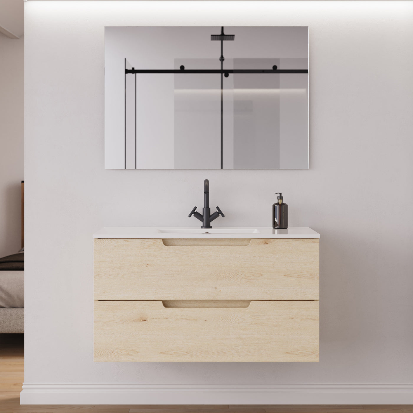 Meuble salle de bain SONRIZA 100cm calima miroir