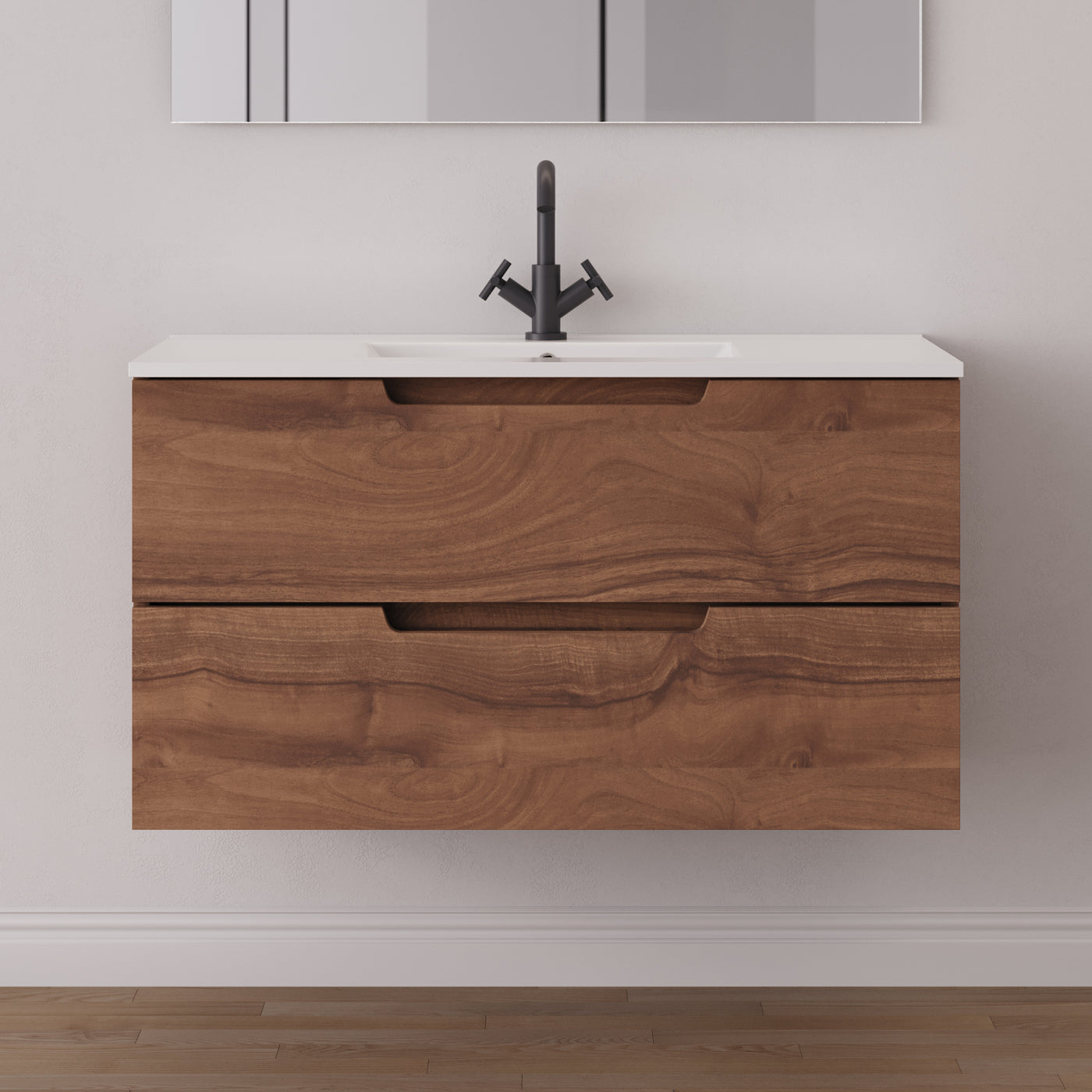 Meuble salle de bain SONRIZA 100cm noyer