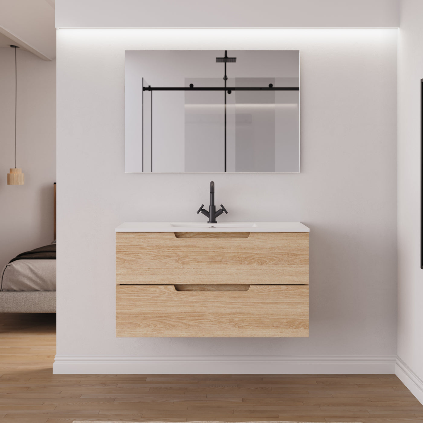 Ensemble Meuble salle de bain SONRIZA 100cm roble era