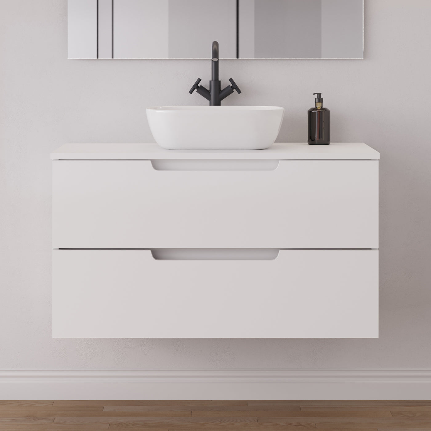 Meuble salle de bain SONRIZA 100cm blanc vasque zeus