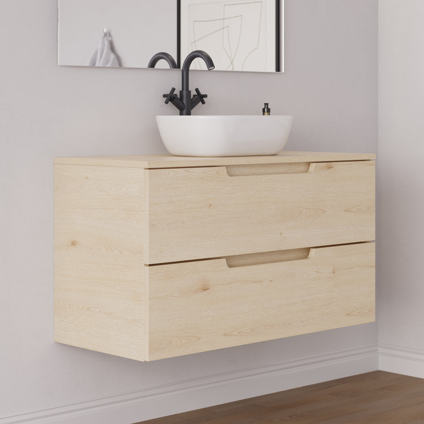 Meuble salle de bain SONRIZA 100cm calima vasque zeus vue profil