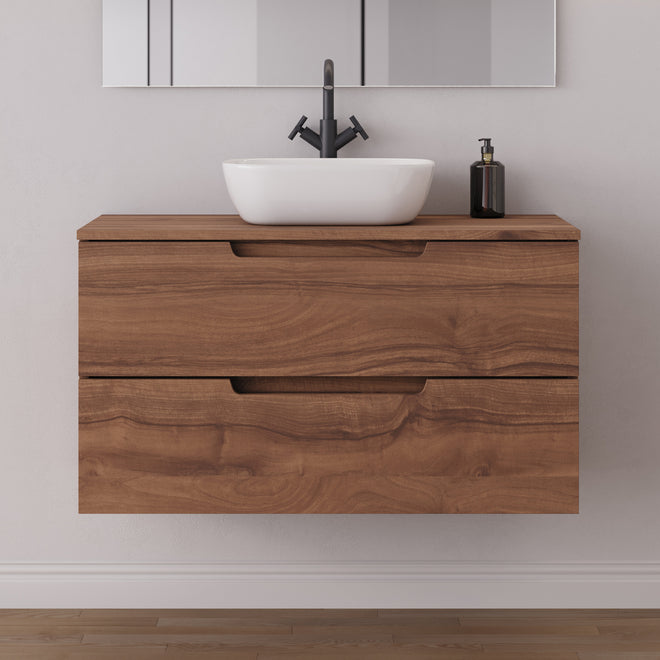 Meuble salle de bain SONRIZA 100cm noyer vasque zeus