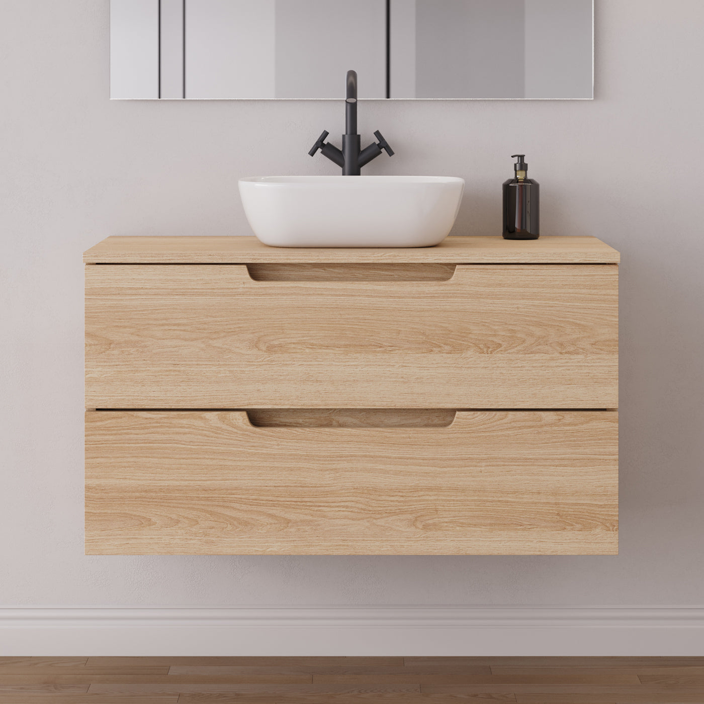 Meuble salle de bain SONRIZA 100cm roble era vasque zeus