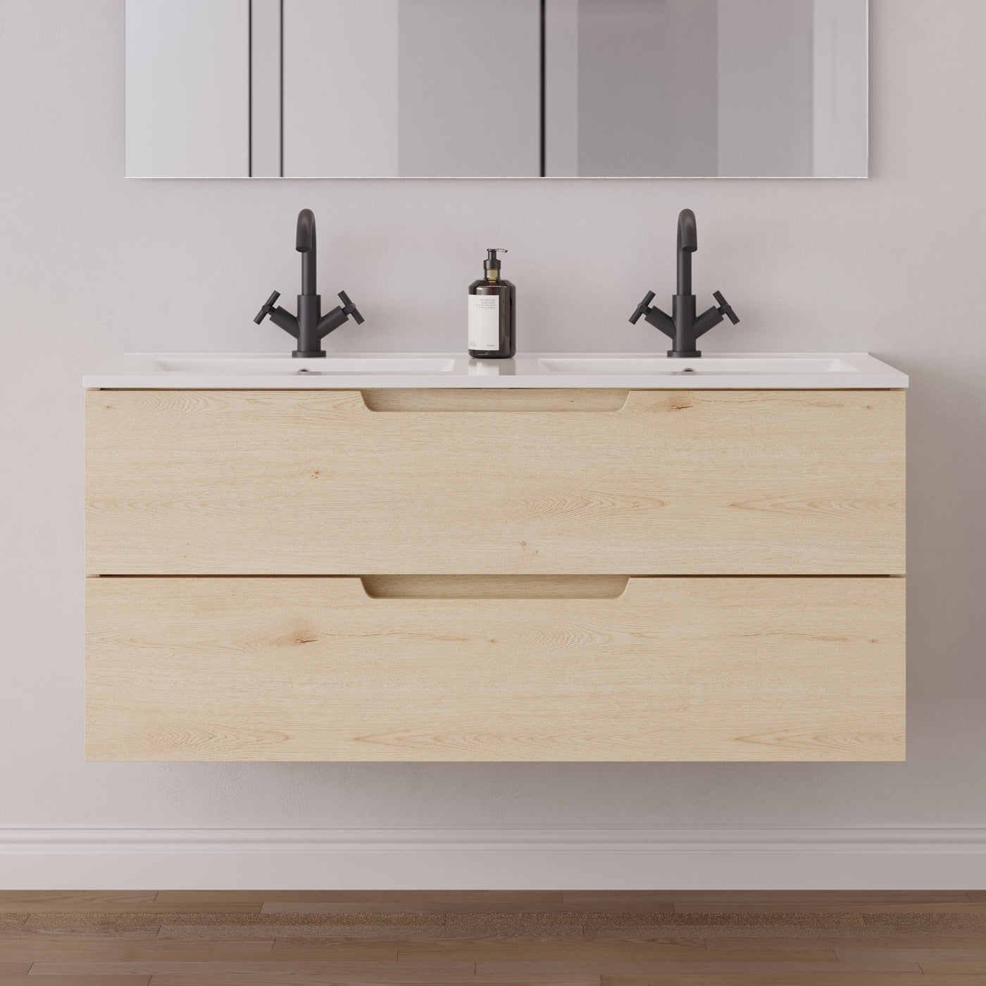 Meuble salle de bain SONRIZA 120cm 2 tiroirs calima double vasque