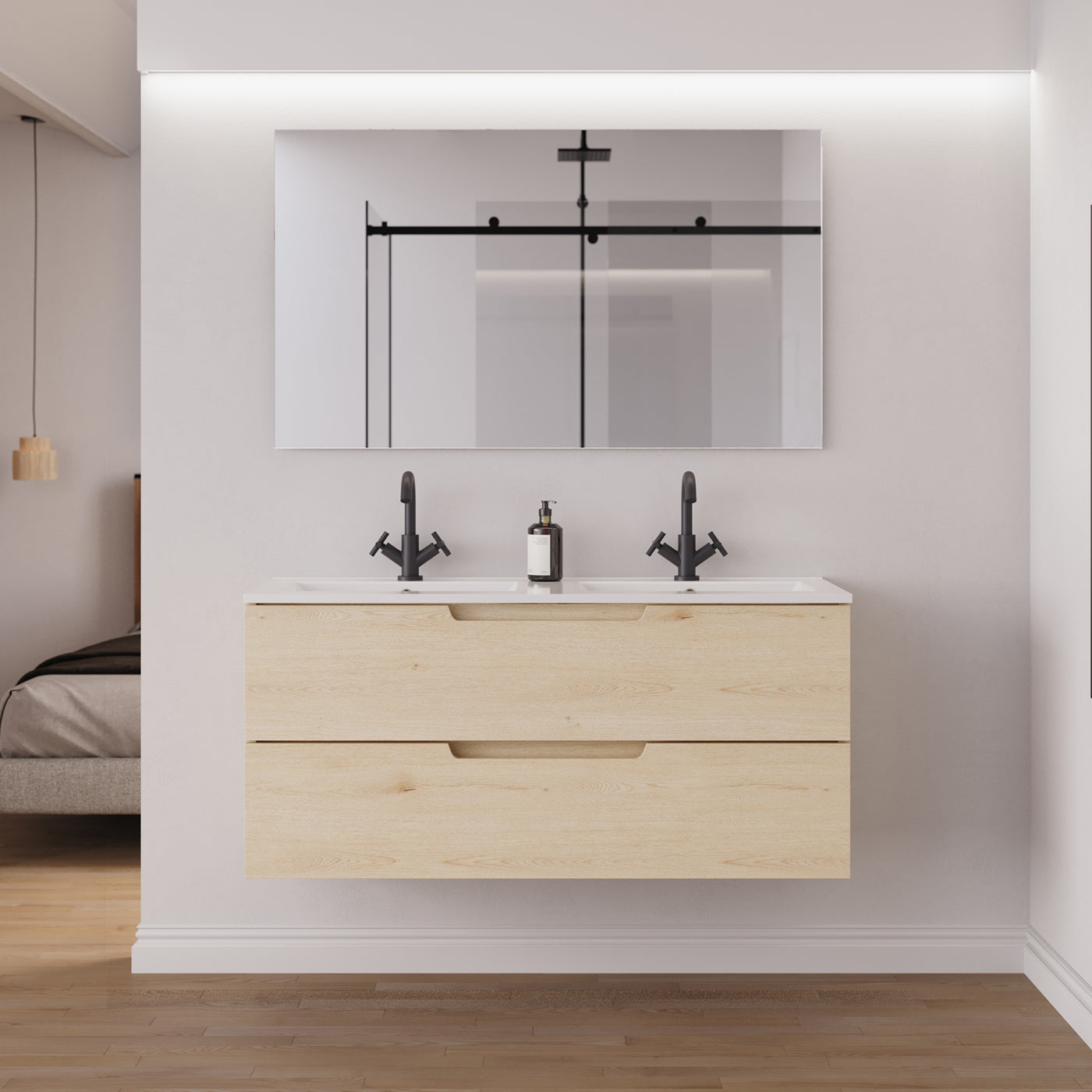 Ambiance Meuble salle de bain SONRIZA 120cm 2 tiroirs calima double vasque