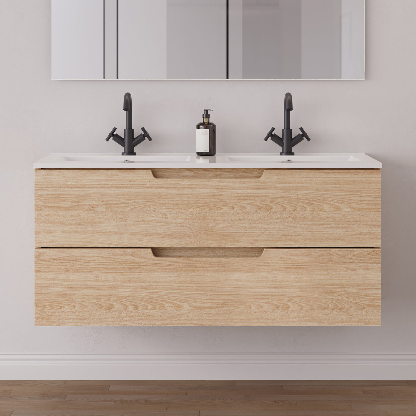 Meuble salle de bain SONRIZA 120cm 2 tiroirs roble era double vasque